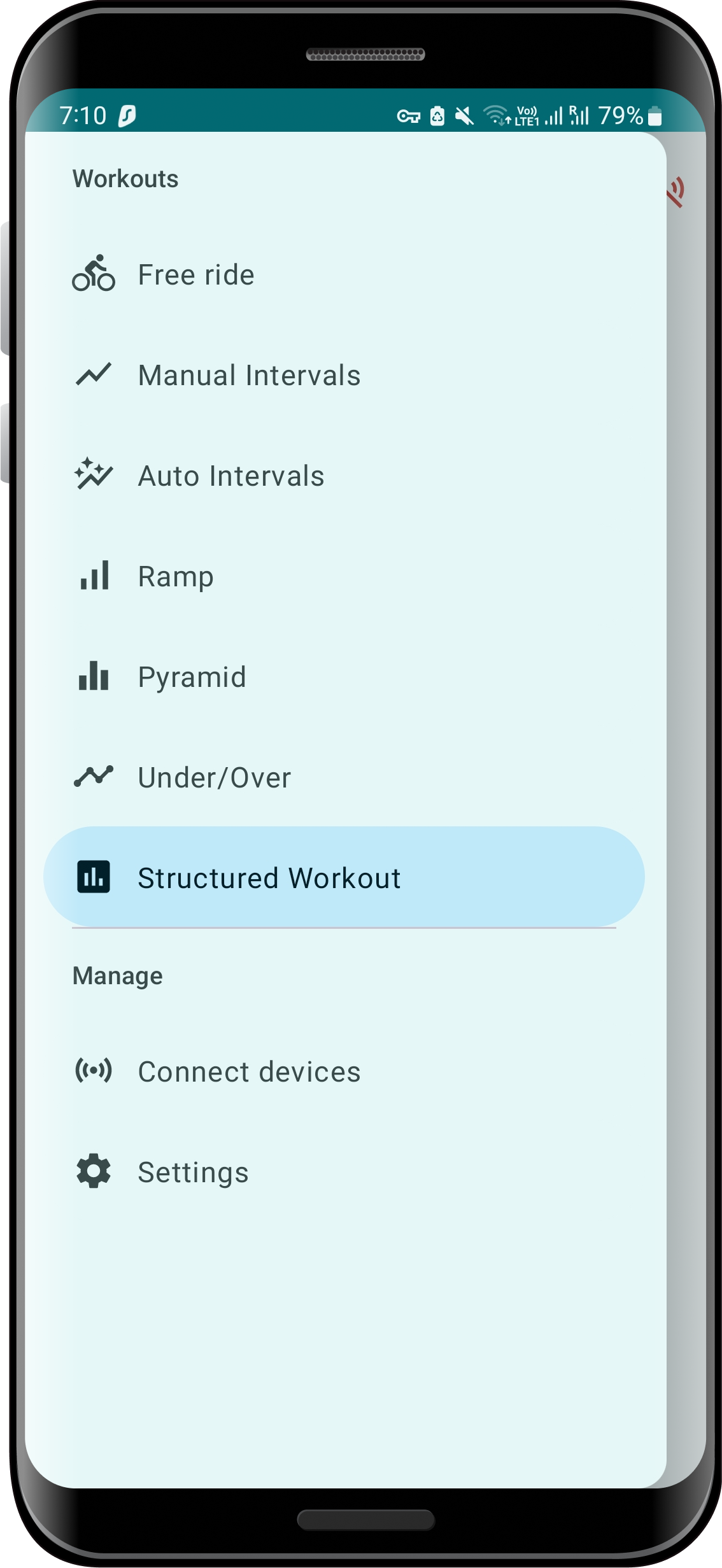 App menu screen