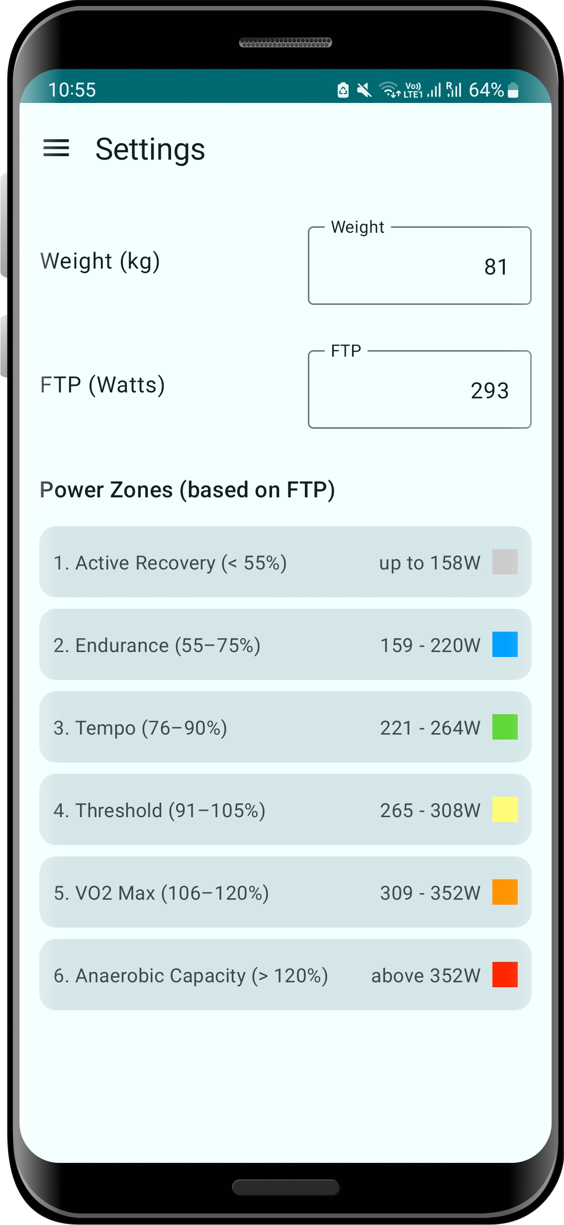 Settings screen